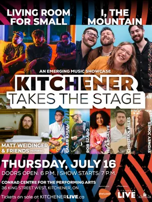 Artist collage of performers taking place on July 16   