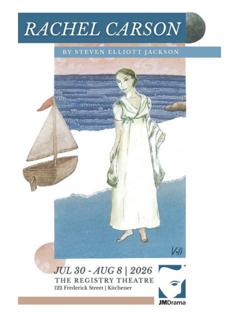 an illustration of a woman looking out to sea, with a boat on the horizon 